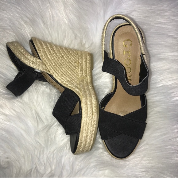 Shoes - black espadrille wedges